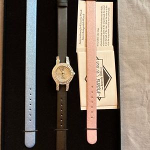 Victoria Wieck Beverly Hills Crystal Watch with (3) Bands Set